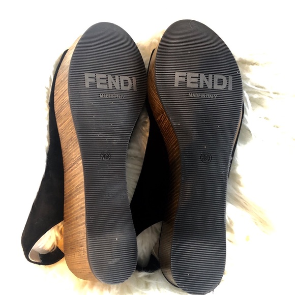 FENDI SUEDE WEDGE PLATFORM SLINGBACK SANDAL - Picture 3 of 9